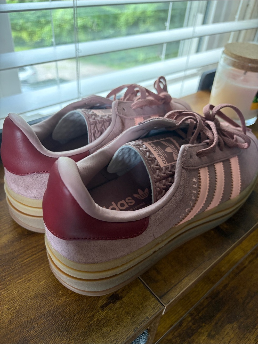 adidas Gazelle Women’s Suede Sneakers in Dusty Rose and Light Pink - Picture 3 of 3